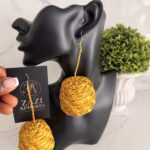 OLAEDO yellow Raffia Basket earrings