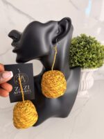 OLAEDO yellow Raffia Basket earrings