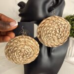 OLAEDO Natural Beige Raffia Loop earrings