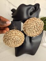 OLAEDO Natural Beige Raffia Loop earrings