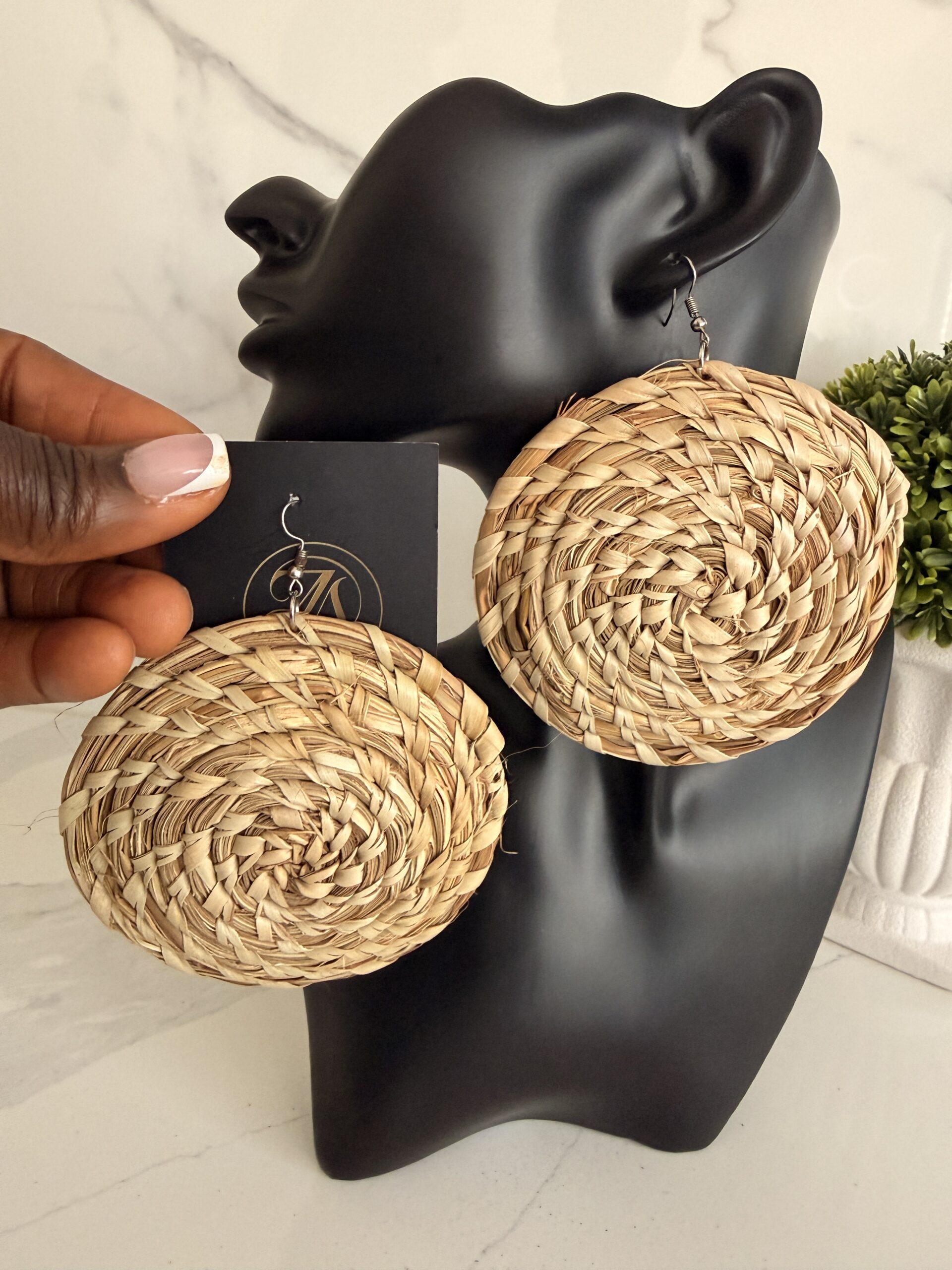 IMG_1062 OLAEDO Natural Beige Raffia Loop earrings - Image 1