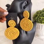 OLAEDO yellow Raffia double loop earrings
