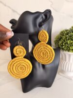 OLAEDO yellow Raffia double loop earrings