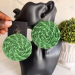 OLAEDO Grass green Raffia loop earrings