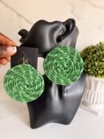 OLAEDO Grass green Raffia loop earrings