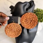 OLAEDO orange Raffia loop earrings