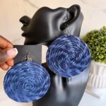 OLAEDO Navy Blue Raffia loop earrings