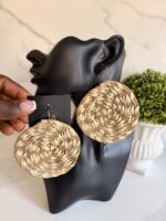 OLAEDO Natural Beige Raffia Loop earrings - Image 3