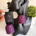 OLAEDO Lilac Raffia Basket earrings