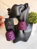 OLAEDO Lilac Raffia Basket earrings
