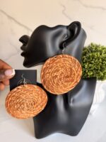 OLAEDO orange Raffia loop earrings - Image 3