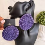 OLAEDO lavender purple Raffia loop earrings