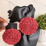 OLAEDO Cherry Red Raffia loop earrings