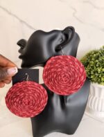 OLAEDO Cherry Red Raffia loop earrings