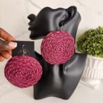 OLAEDO Berry Pink Raffia loop earrings