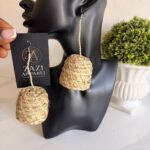 OLAEDO natural beige Raffia Basket earring